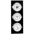 ВЕМПЕ кварцевые часы с барометром и термо-гигрометром (серия НАВИГАТОР 2) Кварцевые часы с барометром и термо-гигрометром, хромированные, на черной деревянной плате